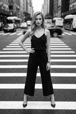Anna 2 Flowy - B&W Crosswalk Stripes [VAR:3]
